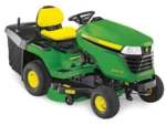 John Deere X350R Aufsitzrasenmäher Frontansicht mit 107 cm Mähwerk