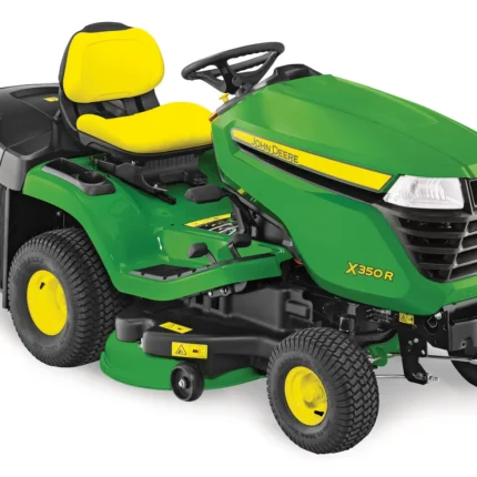 John Deere X350R Aufsitzrasenmäher Frontansicht mit 107 cm Mähwerk